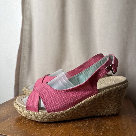 Women’s Crocs Pink A-Leigh Linen Slingback Espadrille Wedge Sandals Size 7‎ - Picture 8 of 10